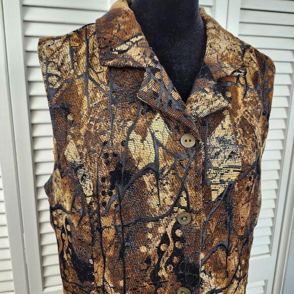 Christopher & Banks Brown Textured Button Front Vest XL - Picture 3 of 12